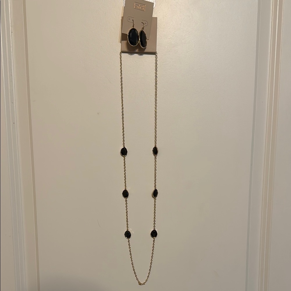 14th & Union Gold and Black Necklace and earring set - Picture 3 of 3